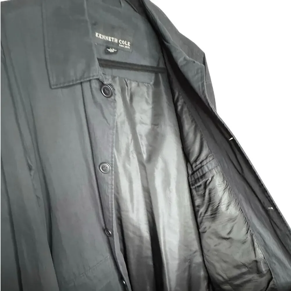 KENNETH COLE NEW YORK MENS BLACK RAIN OVERCOAT SIZE L